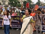 Kolkata, India - Oct. 2, 2024: Junior doctors, activists and others take out a protest rally from College Street to Esplanade demanding justice for the murdered RG Kar doctor and security in hospitals in Kolkata, India, on Wednesday, October 2, 2024. (Photo by Samir Jana/ Hindustan Times) Kolkata, India - Oct. 2, 2024: Junior doctors, activists and others take out a protest rally from College Street to Esplanade demanding justice for the murdered RG Kar doctor and security in hospitals in Kolkata, India, on Wednesday, October 2, 2024. (Photo by Samir Jana/ Hindustan Times)