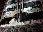 Damaged apartments hit by an Israeli airstrike are seen, in Beirut, Lebanon, Thursday. (AP Photo)