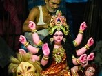 The idol itself is made entirely from natural materials like clay, straw, bamboo and wood. Representational Image