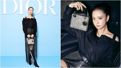 Blackpink member Jisoo attended the Dior show in Paris, dressed in a shoulder-baring and studded fringe outfit from the new collection. She styled it with a Lady Dior bag, knee-length boots, strawberry-core makeup, and a sleek ponytail. Blackpink member Jisoo attended the Dior show in Paris, dressed in a shoulder-baring and studded fringe outfit from the new collection. She styled it with a Lady Dior bag, knee-length boots, strawberry-core makeup, and a sleek ponytail. 
