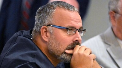 Former Letcher County Ky. Sheriff Shawn "Mickey" Stines, accused of killing District Judge Kevin Mullins, listens to testimony during a hearing at the Morgan County Courthouse in West Liberty, Ky., Tuesday, Oct. 1, 2024. (AP Photo/Timothy D. Easley) (AP) Former Letcher County Ky. Sheriff Shawn "Mickey" Stines, accused of killing District Judge Kevin Mullins, listens to testimony during a hearing at the Morgan County Courthouse in West Liberty, Ky., Tuesday, Oct. 1, 2024. (AP Photo/Timothy D. Easley) (AP)