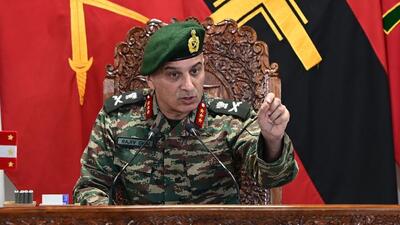 Chinar Corps GoC Lieutenant General Rajiv Ghai during a press conference in Srinagar. (Waseem Andrabi/HT) Chinar Corps GoC Lieutenant General Rajiv Ghai during a press conference in Srinagar. (Waseem Andrabi/HT)