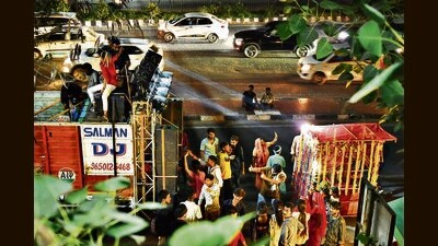 During a procession on Wednesday. (Arvind Yadav/HT Photo) During a procession on Wednesday. (Arvind Yadav/HT Photo)