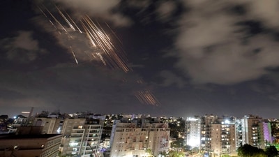 Israel's Iron Dome anti-missile system intercepts rockets after Iran fired a salvo of ballistic missiles, as seen from Ashkelon, Israel, October 1, 2024 (Amir Cohen/Reuters) Israel's Iron Dome anti-missile system intercepts rockets after Iran fired a salvo of ballistic missiles, as seen from Ashkelon, Israel, October 1, 2024 (Amir Cohen/Reuters)