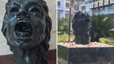 Cry of the Hour: A sculpture dedicated to Abhaya unveiled at RG Kar Medical College in Kolkata Cry of the Hour: A sculpture dedicated to Abhaya unveiled at RG Kar Medical College in Kolkata