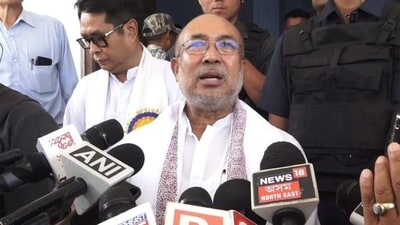 Manipur chief minister N Biren Singh speaking to reporters at the Manipur Press Club in Imphal on Monday. Manipur chief minister N Biren Singh speaking to reporters at the Manipur Press Club in Imphal on Monday.
