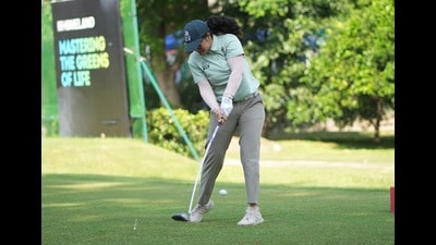Manishtha Rao from Signature by KLV in action during Chandigarh Golf League on Thursday. (HT Photo) Manishtha Rao from Signature by KLV in action during Chandigarh Golf League on Thursday. (HT Photo)