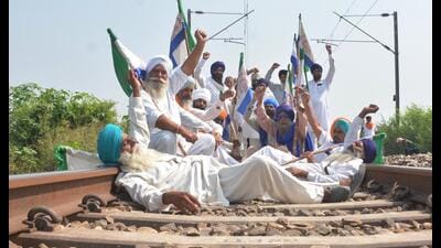 Movement of several trains was affected in Punjab on Thursday after farmers squatted on the tracks as part of their two-hour “rail roko” protest in support of various demands, including justice in the 2021 Lakhimpur Kheri incident. Movement of several trains was affected in Punjab on Thursday after farmers squatted on the tracks as part of their two-hour “rail roko” protest in support of various demands, including justice in the 2021 Lakhimpur Kheri incident.