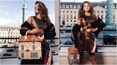 Natasha Poonawala made a surprise appearance at the Louis Vuitton show carrying the Maison De Famille bag by the label. She paired the show-stealer handbag with a printed minidress, boots, a jacket, and striking glam. Natasha Poonawala made a surprise appearance at the Louis Vuitton show carrying the Maison De Famille bag by the label. She paired the show-stealer handbag with a printed minidress, boots, a jacket, and striking glam. 