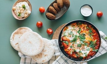 Shakshuka, Falafel, Hummus, and Pita Bread are some popular foods of the Mediterranean diet. (Pexels) Shakshuka, Falafel, Hummus, and Pita Bread are some popular foods of the Mediterranean diet. (Pexels)