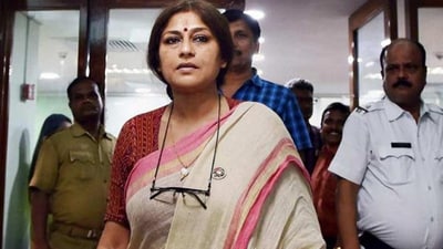 Roopa Ganguly had been protesting at the Bansdroni Police Station. Roopa Ganguly had been protesting at the Bansdroni Police Station.