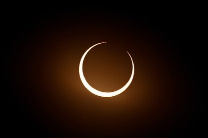 The moon passes the sun on the day of an annular solar eclipse, in Las Horquetas, Santa Cruz, Argentina, October 2, 2024. REUTERS/Agustin Marcarian (REUTERS)