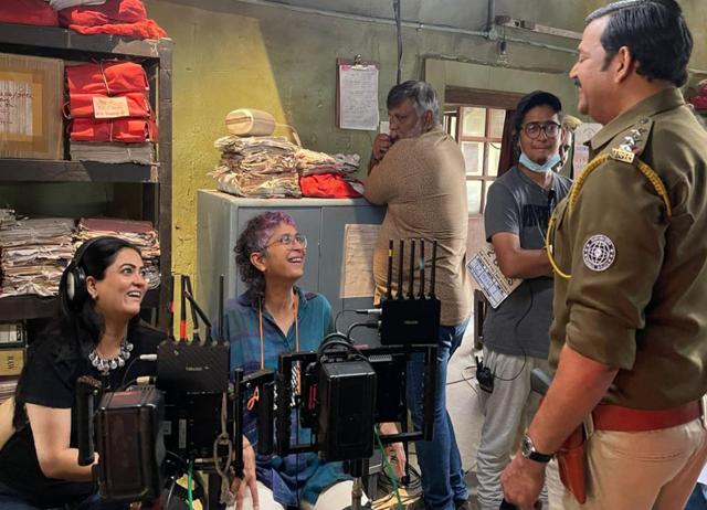 Desai (left) on the set of Laapataa Ladies, with director Kiran Rao and actor Ravi Kishan (right). Desai (left) on the set of Laapataa Ladies, with director Kiran Rao and actor Ravi Kishan (right).