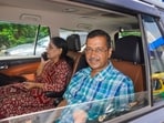 Former Delhi chief minister Arvind Kejriwal and wife Sunita Kejriwal leave after vacating the official residence at Civil Lines area in New Delhi on Friday. Former Delhi chief minister Arvind Kejriwal and wife Sunita Kejriwal leave after vacating the official residence at Civil Lines area in New Delhi on Friday.