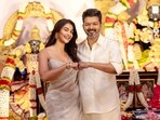 Pooja Hegde and Vijay at the pooja ceremony of Thalapathy 69.