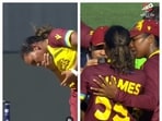 West Indies bowler Zaida James walked off the field with a swollen jaw after being hit by a return shot from Laura Wolvaardt