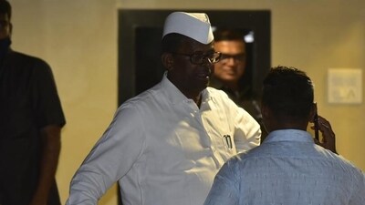 Deputy Speaker of the Assembly Narhari Zirwal of the NCP was among those who climbed the safety net. (Anshuman Poyrekar/HT PHOTO) Deputy Speaker of the Assembly Narhari Zirwal of the NCP was among those who climbed the safety net. (Anshuman Poyrekar/HT PHOTO)
