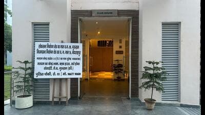 A polling station set up at Sare Homes in Sector 92 of Gurugram on Friday. (HT PHOTO.) A polling station set up at Sare Homes in Sector 92 of Gurugram on Friday. (HT PHOTO.)