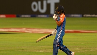 After the match, Harmanpreet Kaur appeared to be shellshocked. (AP) After the match, Harmanpreet Kaur appeared to be shellshocked. (AP)