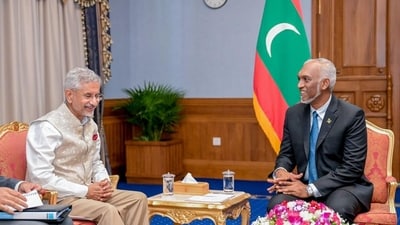 External affairs minister S Jaishankar with Maldives President Mohamed Muizzu in August. (Photo from X) (HT_PRINT) External affairs minister S Jaishankar with Maldives President Mohamed Muizzu in August. (Photo from X) (HT_PRINT)