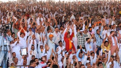 Supporters at a pubic meeting addressed by PM Narendra Modi ahead of Haryana assembly elections in Hisar. (PTI) Supporters at a pubic meeting addressed by PM Narendra Modi ahead of Haryana assembly elections in Hisar. (PTI)