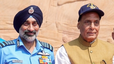 Union defence minister Rajnath Singh with chief of the air staff (CAS) air chief marshal Amar Preet Singh. (PTI file) Union defence minister Rajnath Singh with chief of the air staff (CAS) air chief marshal Amar Preet Singh. (PTI file)