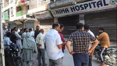 People outside Nima Hospital. (Vipin Kumar/HT photo) People outside Nima Hospital. (Vipin Kumar/HT photo)