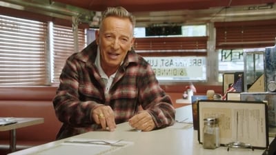 Bruce Springsteen speaks as he endorses Democratic presidential nominee and U.S. Vice President Kamala Harris and Democratic vice presidential nominee Minnesota Governor Tim Walz in this still image taken from video released October 3, 2024.   springsteen via Instagram/Handout (via REUTERS)