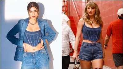 Kriti Sanon and Taylor Swift rock the denim-on-denim look. Kriti Sanon and Taylor Swift rock the denim-on-denim look.