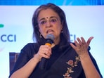 Securities and Exchange Board of India (SEBI) Chairperson Madhabi Puri Buch speaks during the Annual Capital Markets Conference 2024, in Mumbai, Friday, Aug. 2, 2024. Securities and Exchange Board of India (SEBI) Chairperson Madhabi Puri Buch speaks during the Annual Capital Markets Conference 2024, in Mumbai, Friday, Aug. 2, 2024.