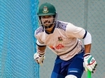 Bangladesh captain Najmul Hossain Shanto during a training session.