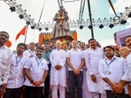 Congress leader Rahul Gandhi poses for group photos after unveiling the statue of Chhatrapati Shivaji Maharaj, at Bhagwa Chowk, in Kolhapur. Congress leader Rahul Gandhi poses for group photos after unveiling the statue of Chhatrapati Shivaji Maharaj, at Bhagwa Chowk, in Kolhapur.