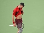 Serbia's Novak Djokovic reacts to a point during his men's singles match against USA's Alex Michelsen at the Shanghai Masters tennis tournament in Shanghai on October 5, 2024. Serbia's Novak Djokovic reacts to a point during his men's singles match against USA's Alex Michelsen at the Shanghai Masters tennis tournament in Shanghai on October 5, 2024.