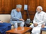 National Conference chief Farooq Abdullah, his son Omar Abdullah with PM Modi. (File Photo)