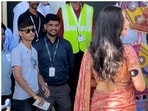 Katrina Kaif wore a health monitor on her arm. Katrina Kaif wore a health monitor on her arm.