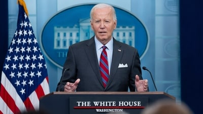 President Joe Biden speaks at the top of the daily briefing at the White House in Washington, Friday, Oct. 4, 2024. (AP Photo/Ben Curtis) (AP) President Joe Biden speaks at the top of the daily briefing at the White House in Washington, Friday, Oct. 4, 2024. (AP Photo/Ben Curtis) (AP)