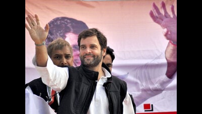 Congress-general-Speaking at the “Samvidhan Samman Sammelan” in Kolhapur, he attacked the Bharatiya Janata Party-led government at the Centre saying that efforts are on to now erase even the little facts that is known or taught about them. -Rahul-Gandhi-waves-during-an-election-rally-in-a-village-near-Allahabad-PTI-Photo (PTI PHOTO) Congress-general-Speaking at the “Samvidhan Samman Sammelan” in Kolhapur, he attacked the Bharatiya Janata Party-led government at the Centre saying that efforts are on to now erase even the little facts that is known or taught about them. -Rahul-Gandhi-waves-during-an-election-rally-in-a-village-near-Allahabad-PTI-Photo (PTI PHOTO)