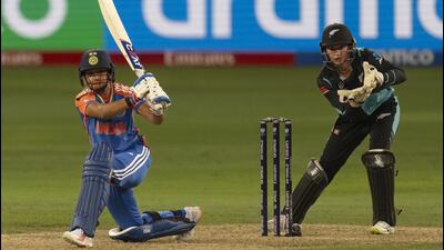 India's captain Harmanpreet Kaur bats against New Zealand in Dubai on Friday. (AP) India's captain Harmanpreet Kaur bats against New Zealand in Dubai on Friday. (AP)