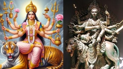 Day 3 of Navratri this year, dated October 5, is dedicated to Maa Chandraghanta (Photos: X, Wikipedia)