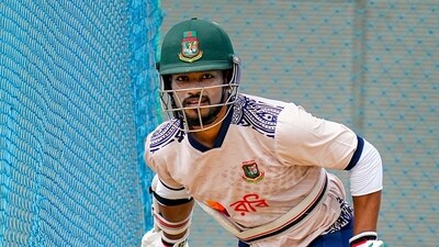 Bangladesh captain Najmul Hossain Shanto during a training session. (PTI) Bangladesh captain Najmul Hossain Shanto during a training session. (PTI)