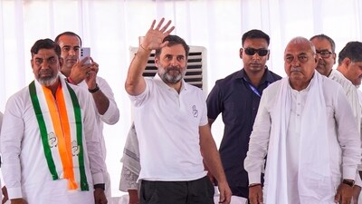 Exit polls: Congress leader Rahul Gandhi with former Haryana CM Bhupinder Singh Hooda and others leaders during the party's public meeting. (PTI) Exit polls: Congress leader Rahul Gandhi with former Haryana CM Bhupinder Singh Hooda and others leaders during the party's public meeting. (PTI)