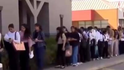 A viral video showed thousands of Indian students queuing in Canada for jobs. (X/@MeghUpdates) A viral video showed thousands of Indian students queuing in Canada for jobs. (X/@MeghUpdates)