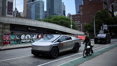 A Tesla Cybertruck is pictured parked in the Manhattan borough of New York City, U.S. June 23, 2024 (REUTERS)