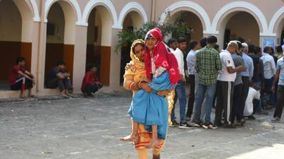 Till 10am, the voter turnout in Nuh district for the assembly elections stood at 16.0%. (Parveen Kumar/ HT Photo) Till 10am, the voter turnout in Nuh district for the assembly elections stood at 16.0%. (Parveen Kumar/ HT Photo)