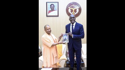 Uttar Pradesh Chief Minister Yogi Adityanath meets International Finance Corporation (IFC) MD Makhtar Diop, at his official residence in Lucknow on Saturday. (Yogi Adityanath X) Uttar Pradesh Chief Minister Yogi Adityanath meets International Finance Corporation (IFC) MD Makhtar Diop, at his official residence in Lucknow on Saturday. (Yogi Adityanath X)