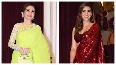 Nita Ambani and Kriti Sanon wore stunning sarees to Manish Malhotra's store launch. Nita Ambani and Kriti Sanon wore stunning sarees to Manish Malhotra's store launch.