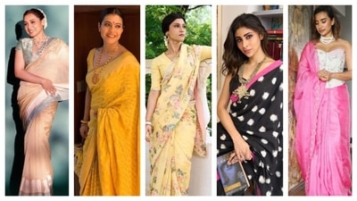 These Bollywood divas have nailed the art of draping the nine yards with these stand-out looks that can be the inspiration for your Durga Puja OOTD. (Instagram) These Bollywood divas have nailed the art of draping the nine yards with these stand-out looks that can be the inspiration for your Durga Puja OOTD. (Instagram)