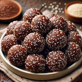 Finger millet sesame seed ladoo by Chef Niriksha Reddy, ITC Grand Central. Finger millet sesame seed ladoo by Chef Niriksha Reddy, ITC Grand Central.