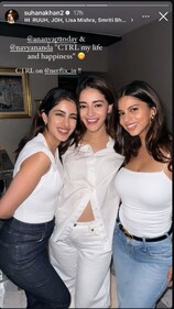 Ananya stood in the middle with Suhana on one side and Navya on the other. Ananya stood in the middle with Suhana on one side and Navya on the other.