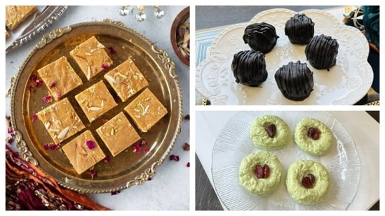 Navratri 2024 desserts: Sugarfree dry fruit laddoos rolled in dark chocolate to Avocado sandesh and Ragi quinoa besan barfi, try these healthy recipes.